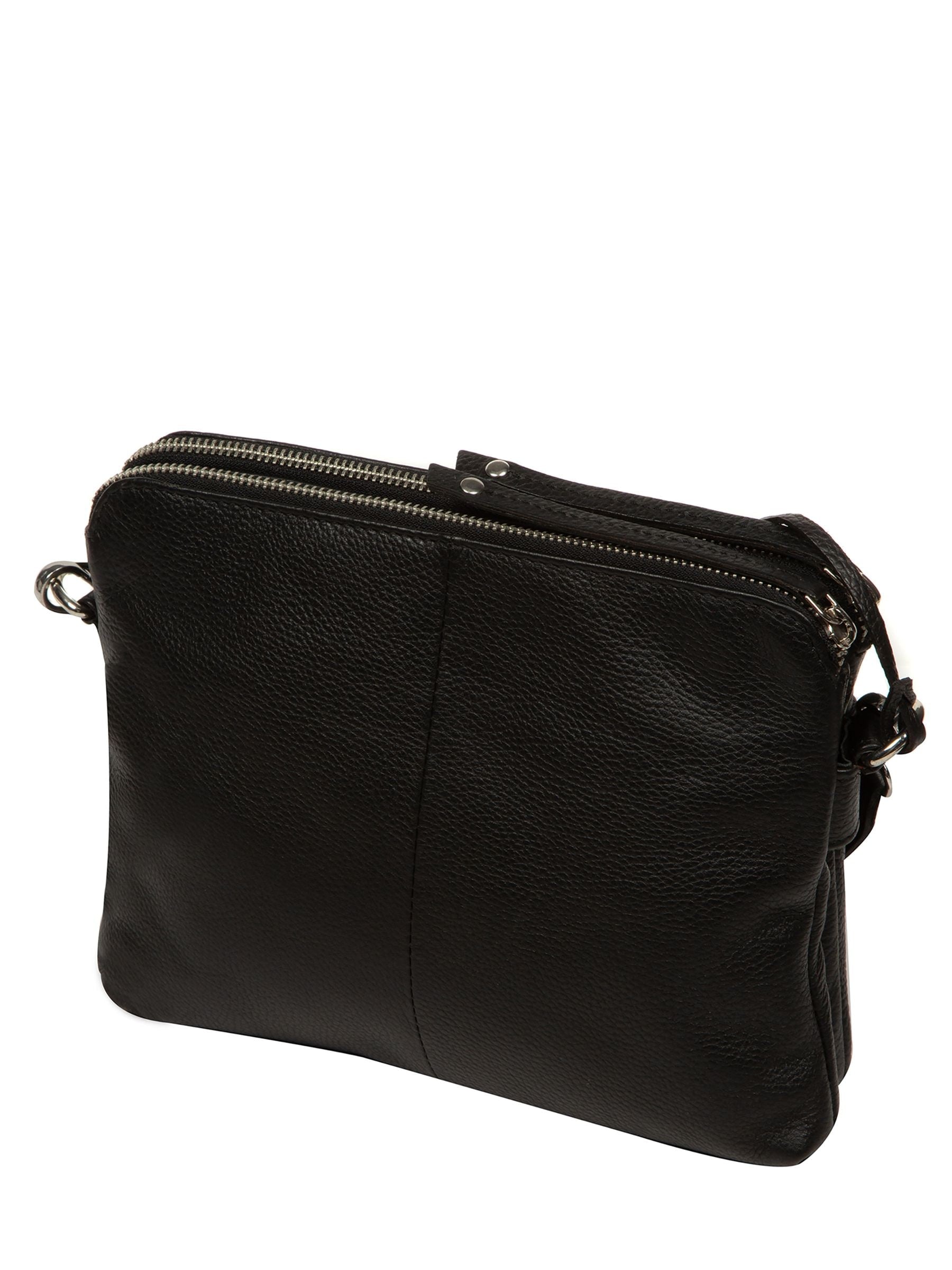 Cultured London black leather cross-body bag, imported from the UK