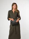 Cultured London black leather cross-body bag, imported from the UK