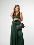 Pure Luxuries London black suki leather evening bag, imported from the UK