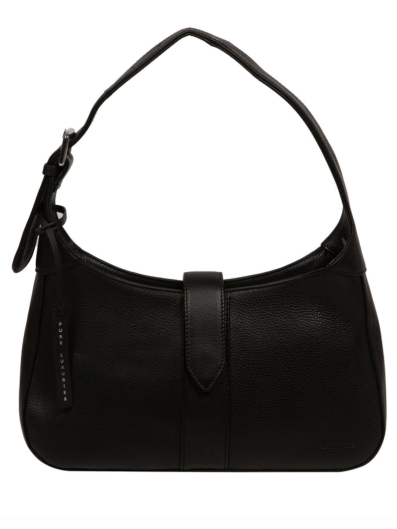 Pure Luxuries London black suki leather evening bag, imported from the UK