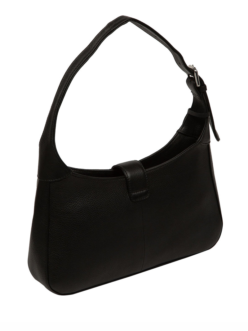 Pure Luxuries London black suki leather evening bag, imported from the UK