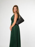 Pure Luxuries London black suki leather evening bag, imported from the UK