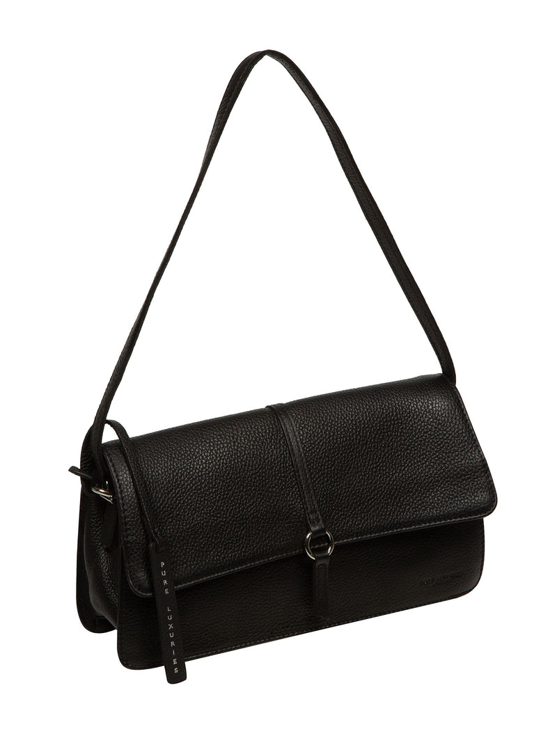 Pure Luxuries London Black Sabina leather grab bag - British product
