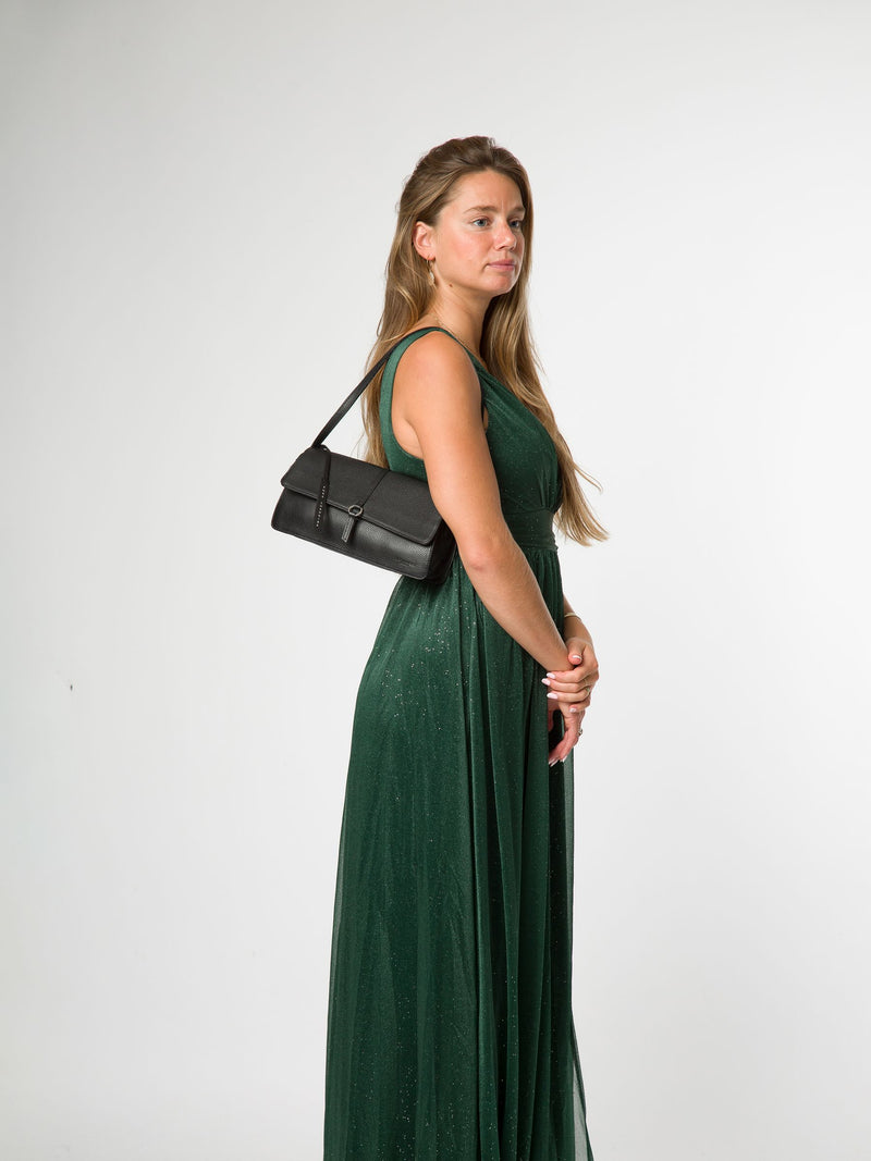 Pure Luxuries London Black 'Sabina' Leather Grab Bag