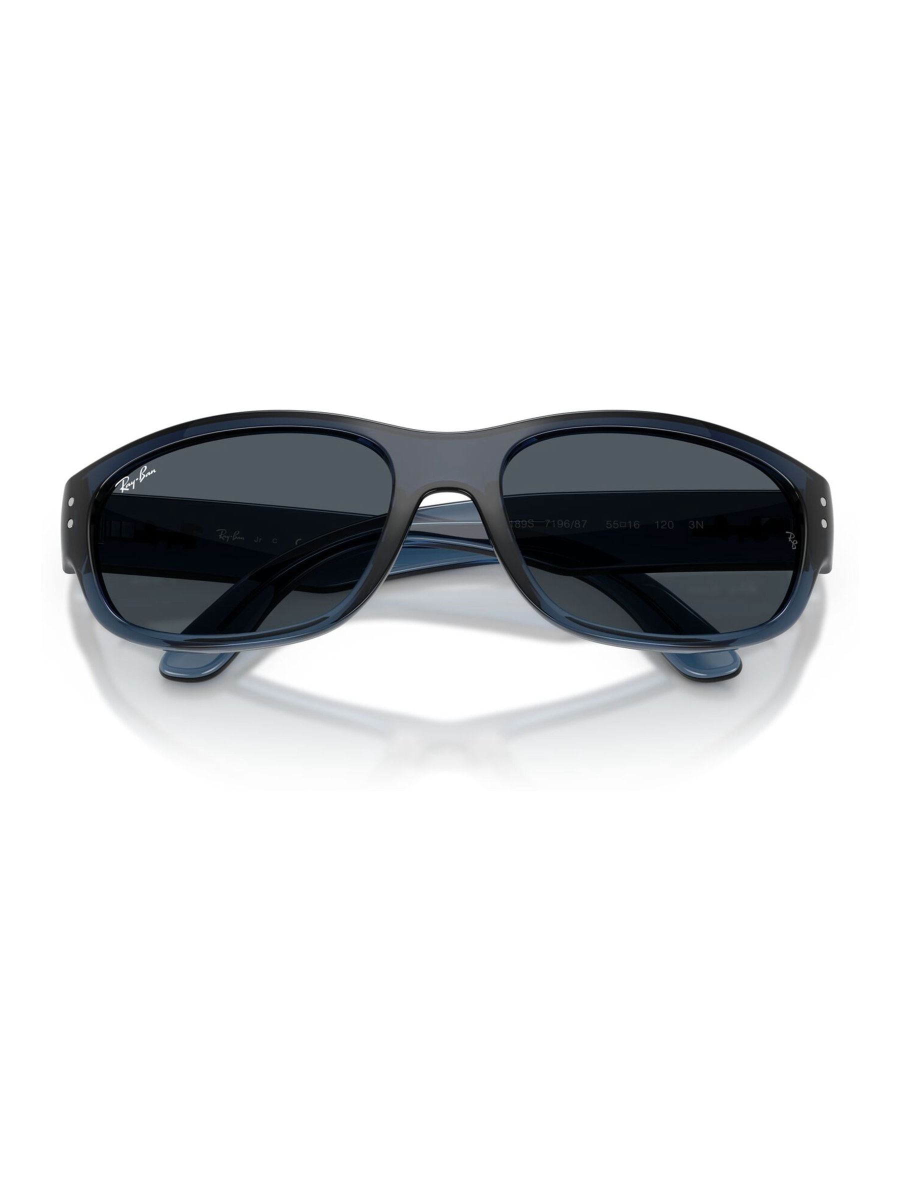 Ray-Ban Mini Mega Balorama Pillow Sunglasses (Transparent Blue Frame, Dark Grey Lens)