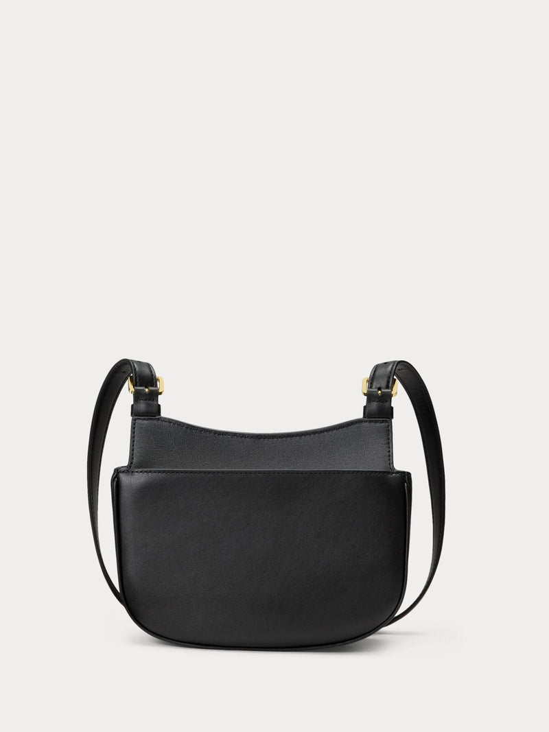 Lauren Ralph Lauren Marcy medium cross-body bag in black leather, UK version