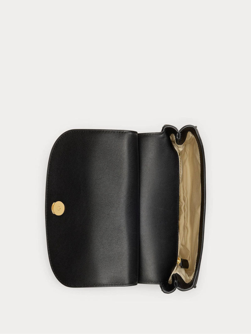 Lauren Ralph Lauren Marcy medium cross-body bag in black leather, UK version