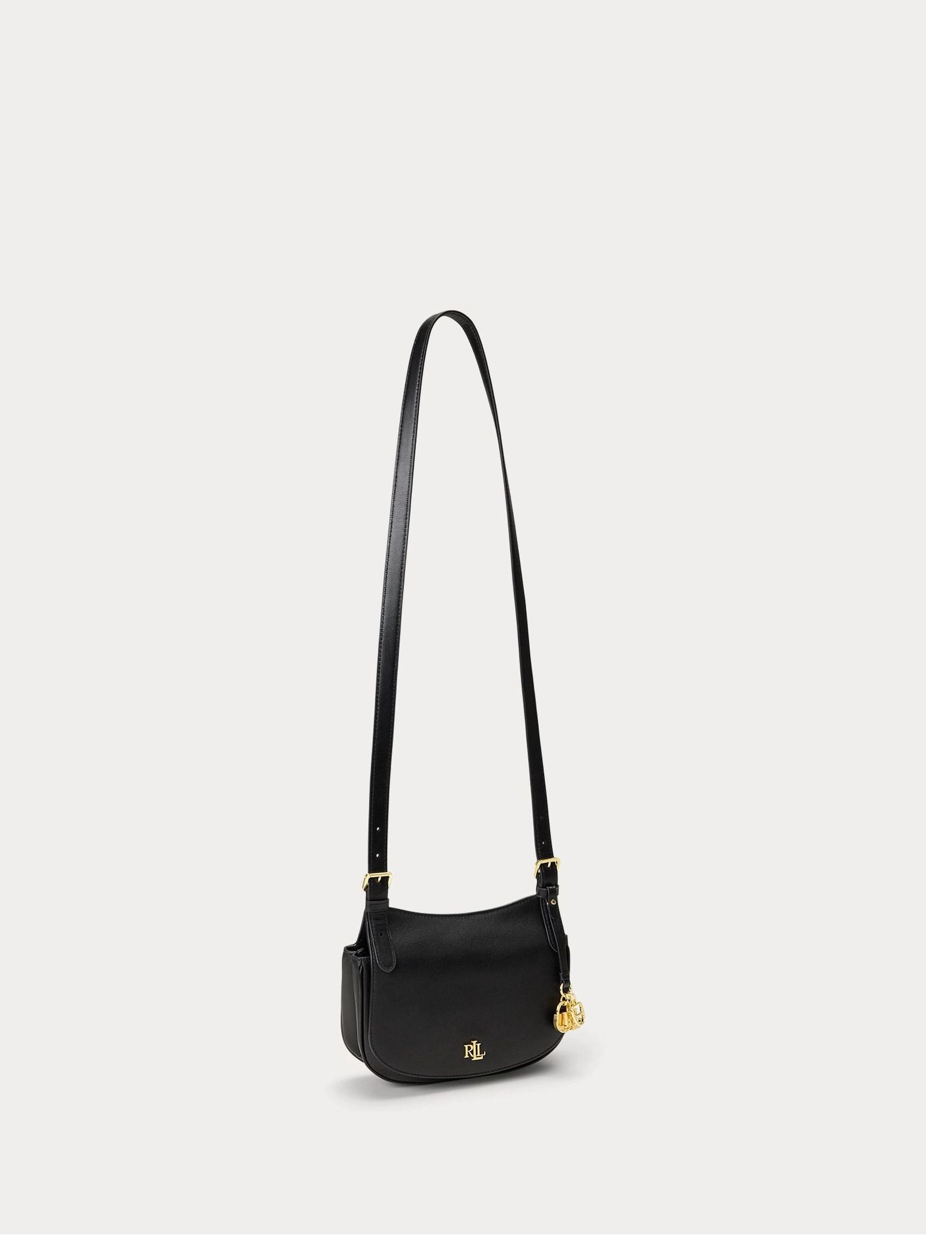 Lauren Ralph Lauren Marcy medium cross-body bag in black leather, UK version