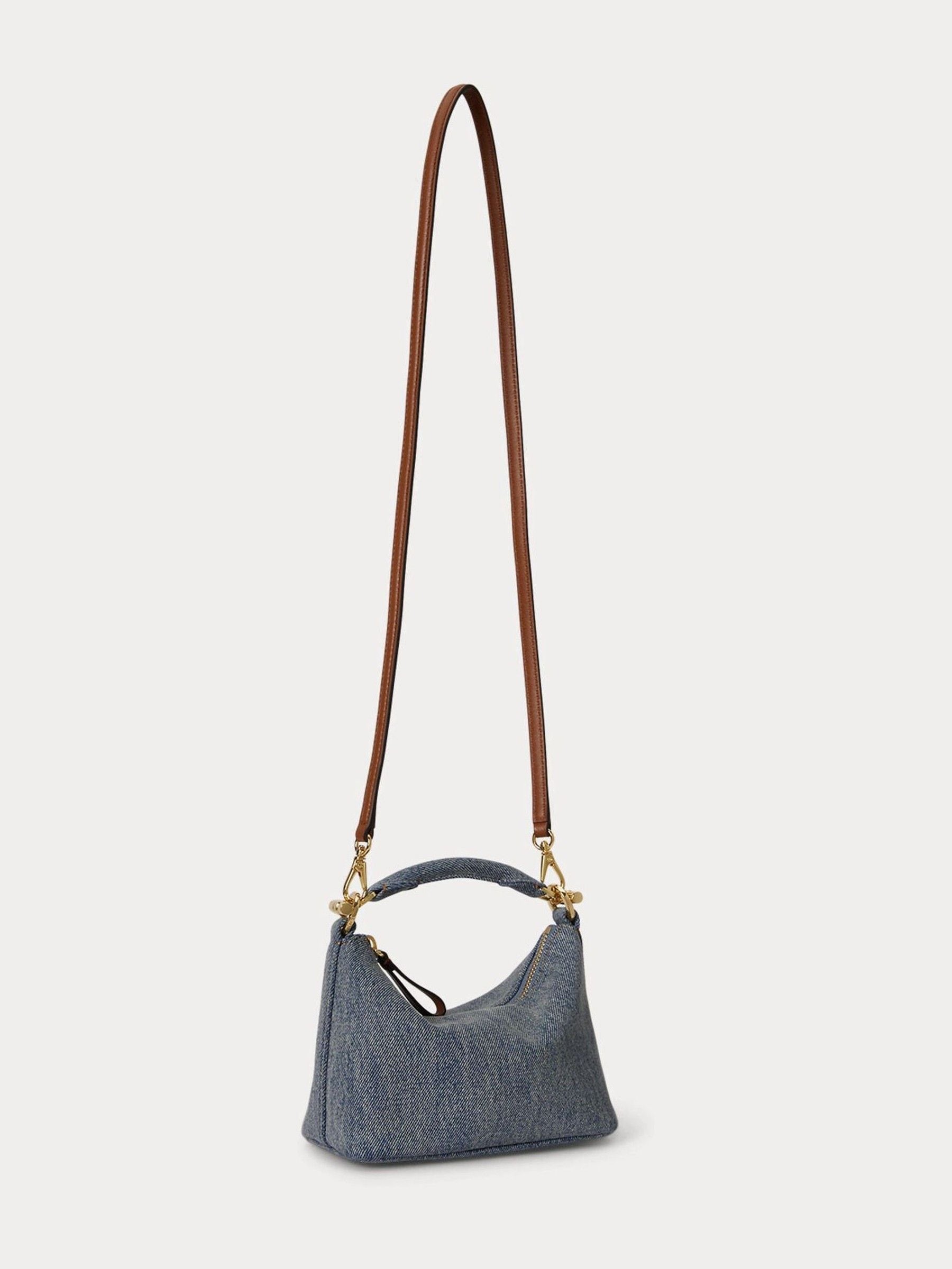 Lauren Ralph Lauren mini shoulder bag blue blacke with leather trim (British brand)