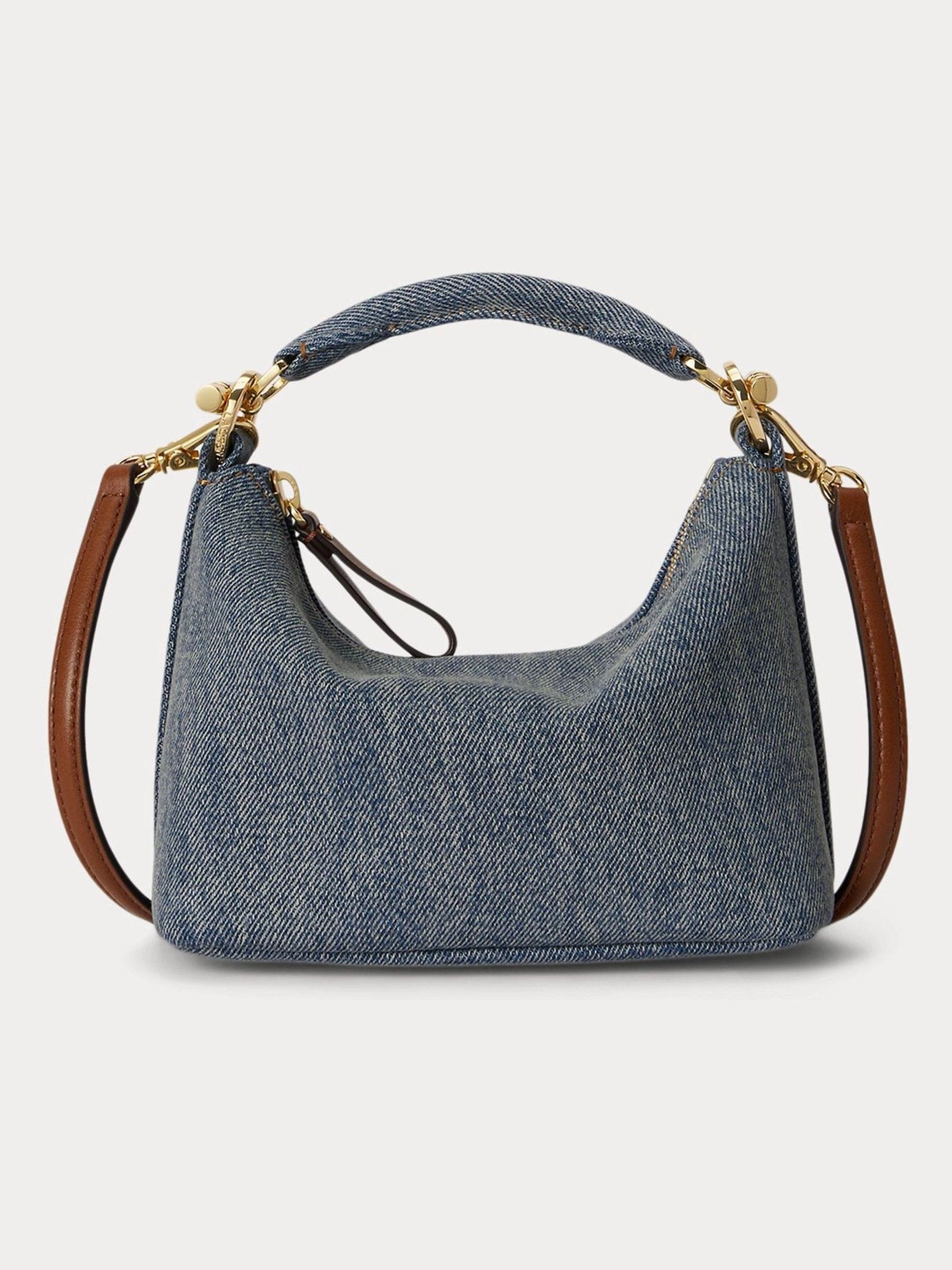 Lauren Ralph Lauren mini shoulder bag blue blacke with leather trim (British brand)