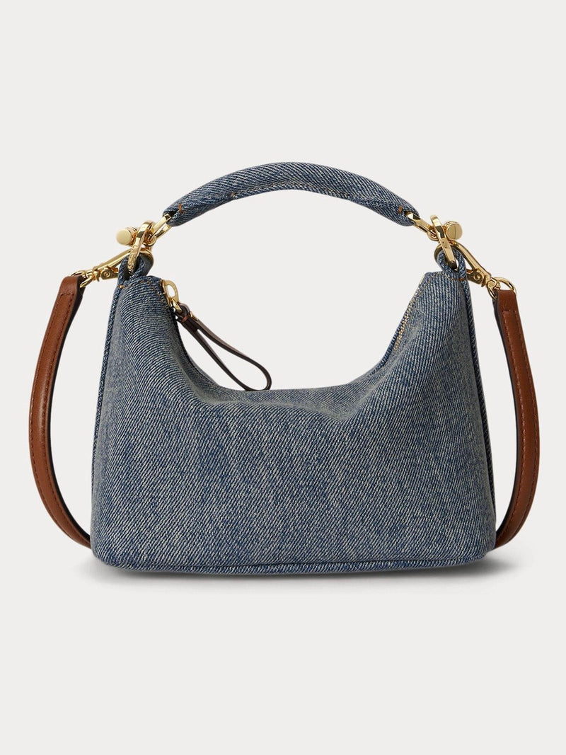 Lauren Ralph Lauren mini shoulder bag blue blacke with leather trim (British brand)