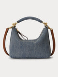 Lauren Ralph Lauren mini shoulder bag blue blacke with leather trim (British brand)