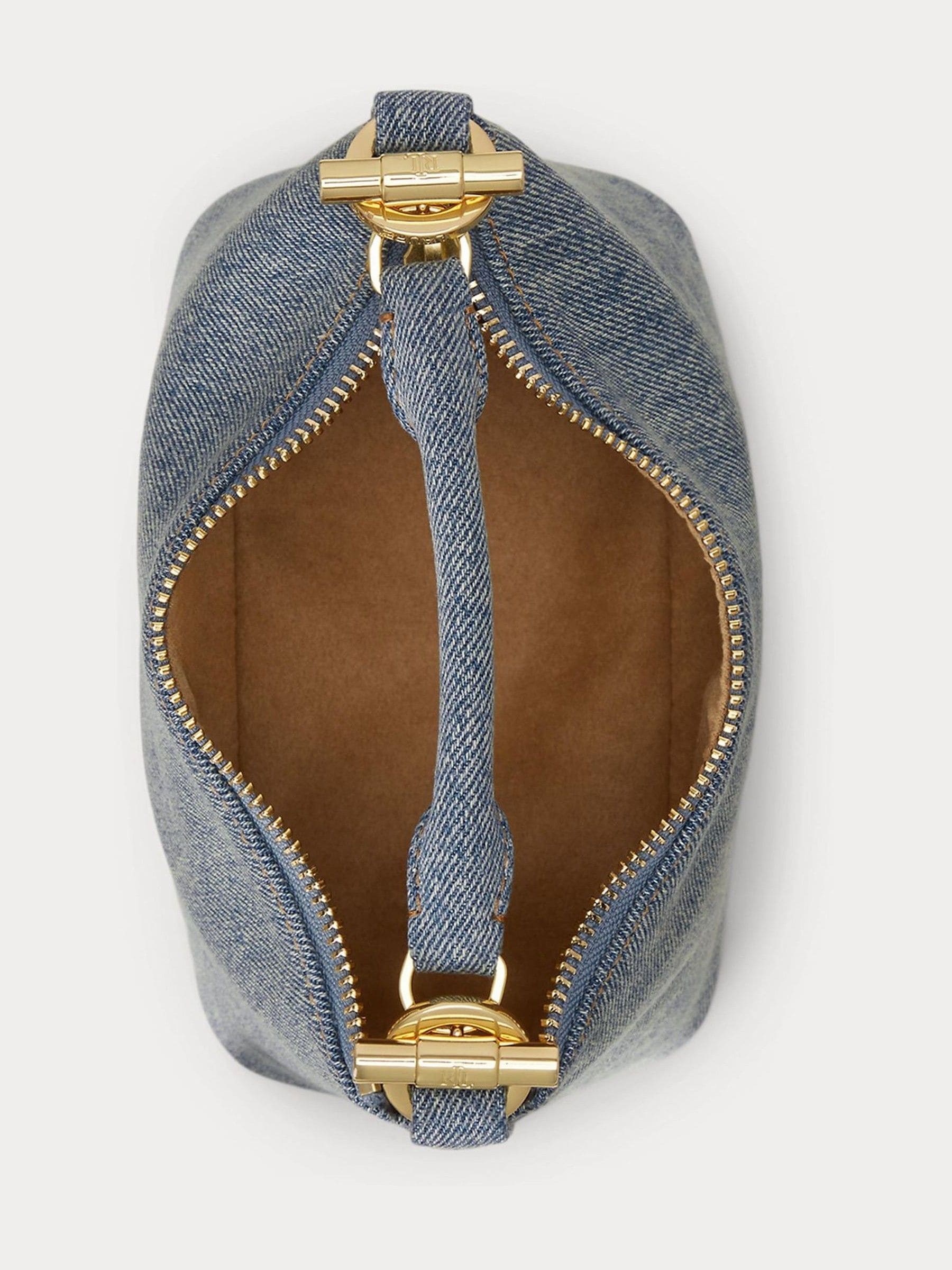 Lauren Ralph Lauren mini shoulder bag blue blacke with leather trim (British brand)