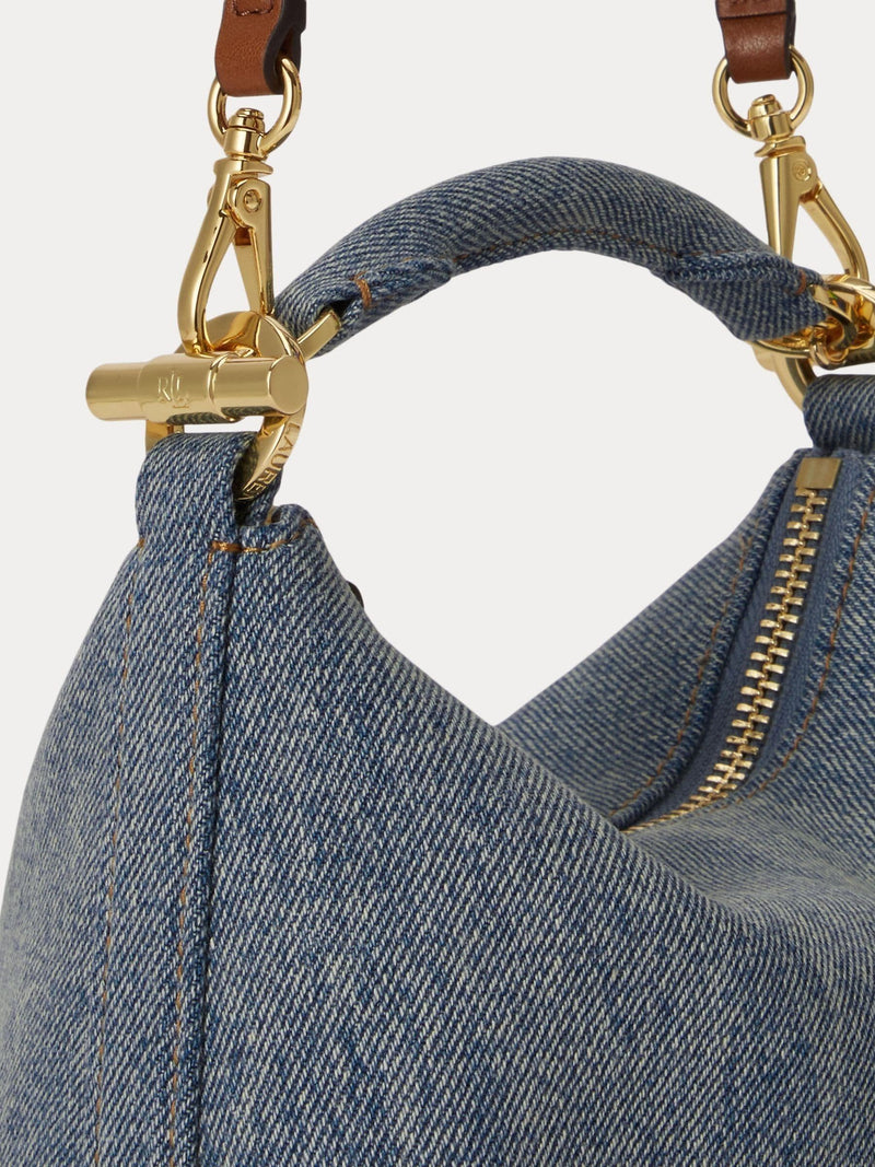 Lauren Ralph Lauren mini shoulder bag blue blacke with leather trim (British brand)