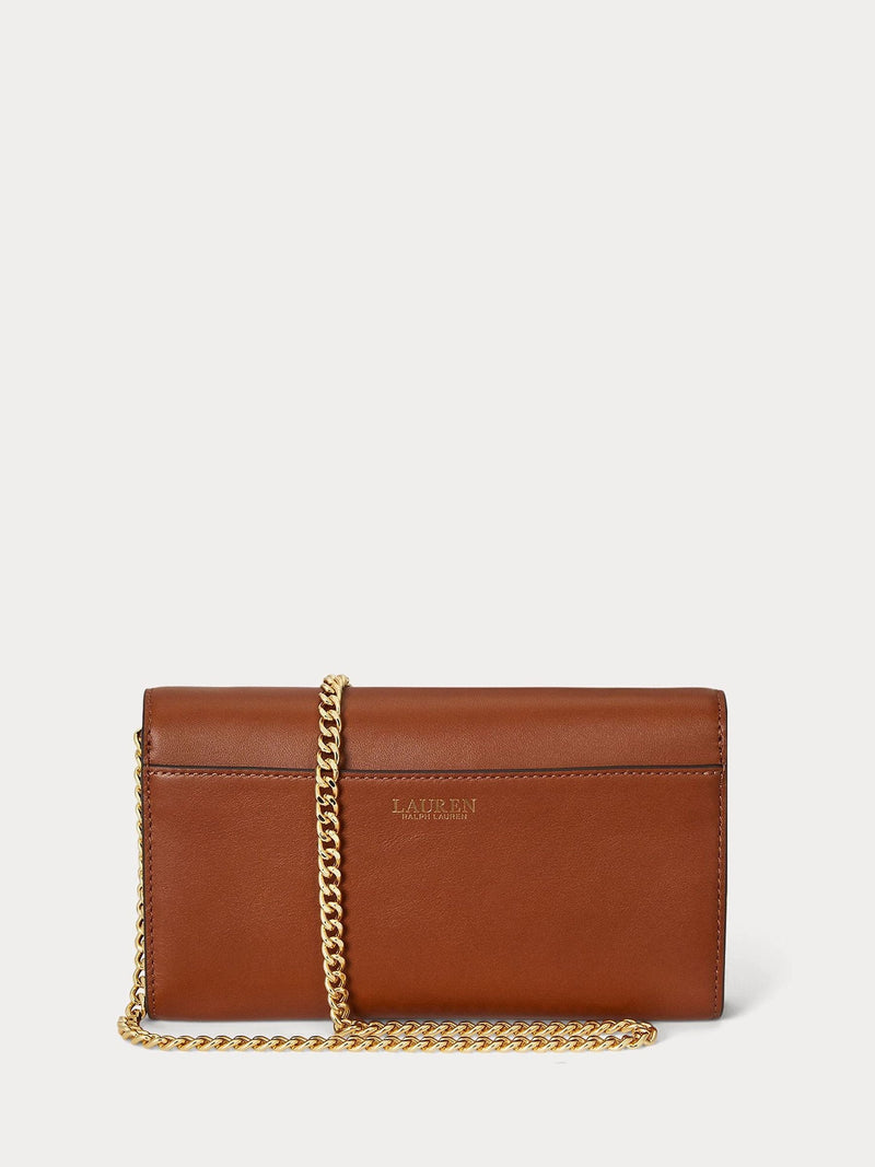 Lauren Ralph Lauren brown large Adair wallet on chain bag, imported from the UK
