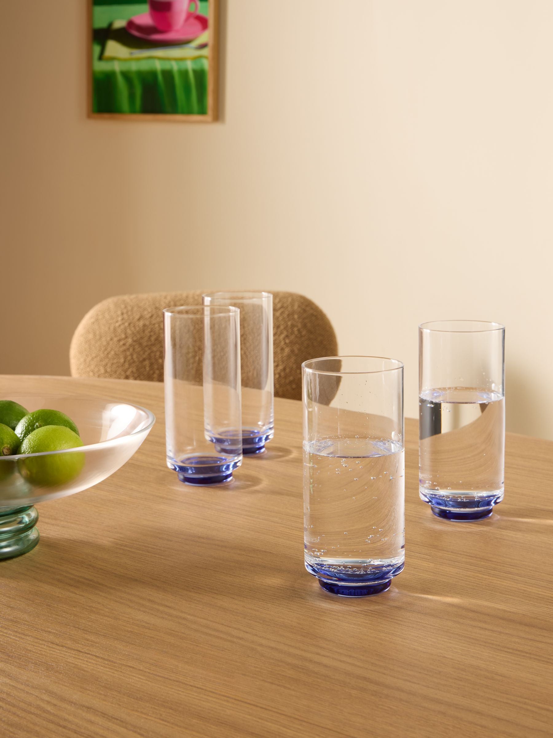MADE.COM blue Teia hi ball glasses set of 4 350ml, imported from the UK