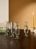MADE.COM green champagne flutes set of 4 (British brand)