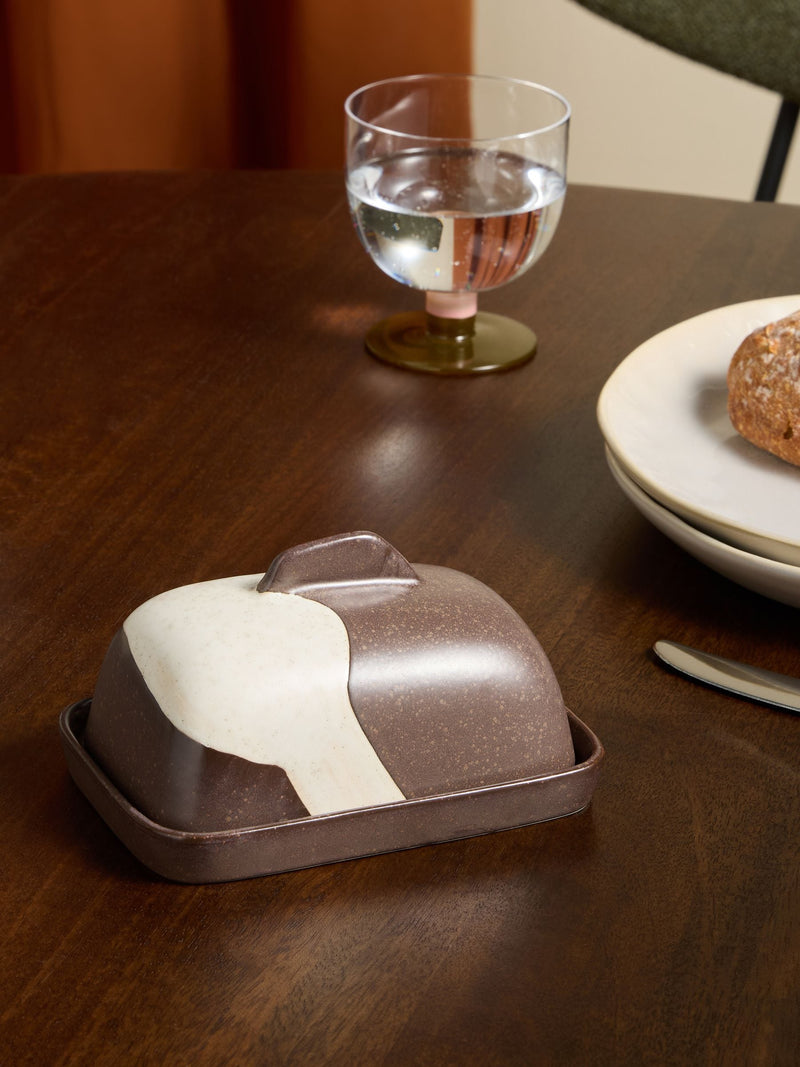 MADE.COM Brown Enzo butter dish 15cm, imported from the UK