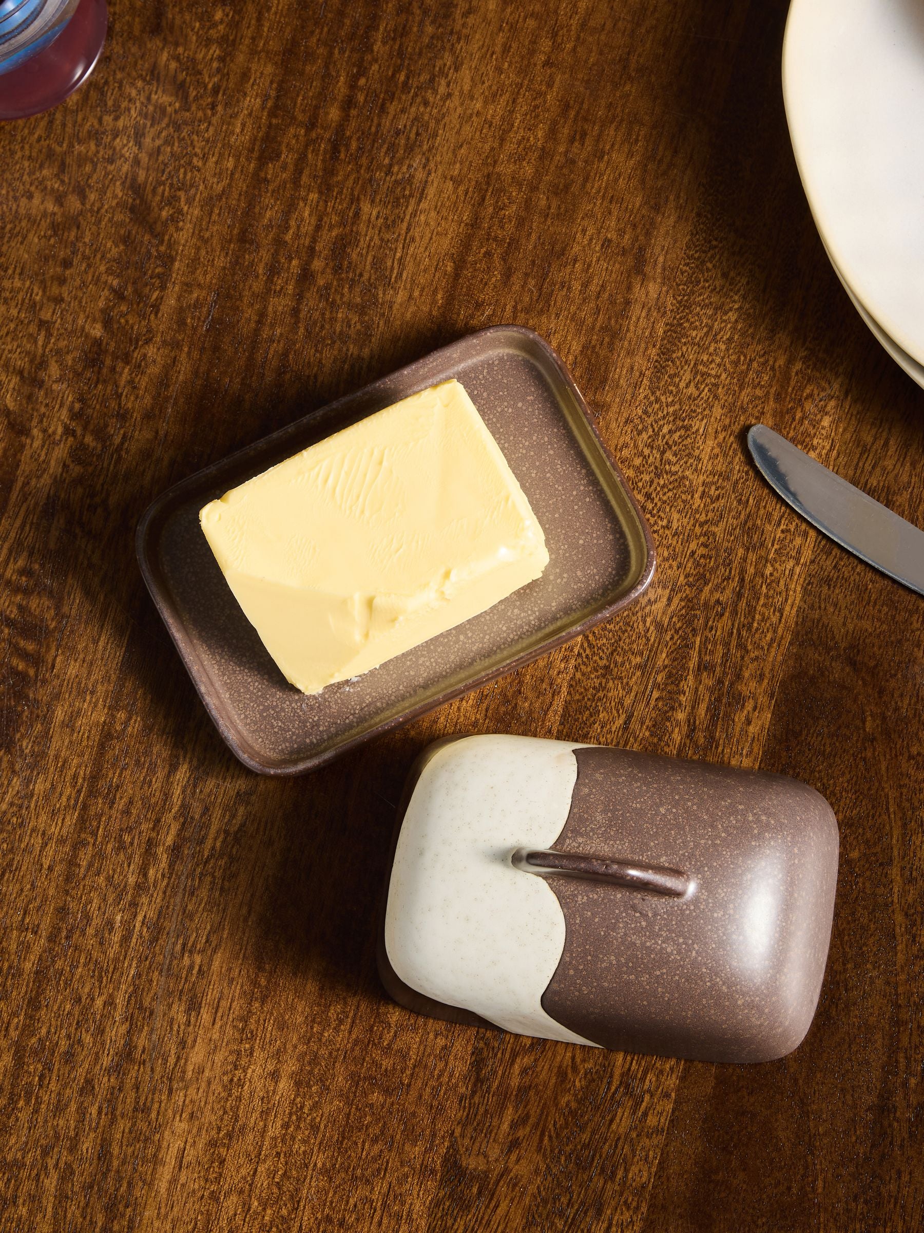 MADE.COM Brown Enzo butter dish 15cm, imported from the UK