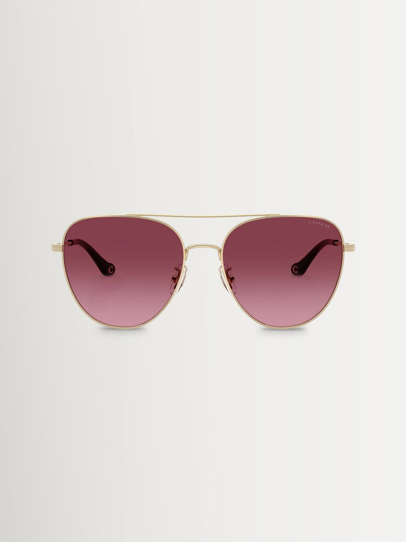 Coach pilot sunglasses gold frame merlot gradient lenses, imported from the UK