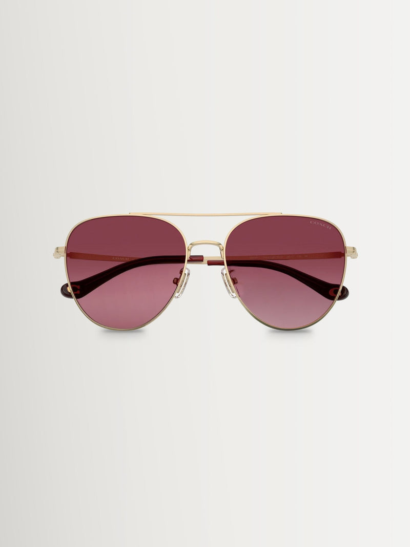 Coach pilot sunglasses gold frame merlot gradient lenses, imported from the UK