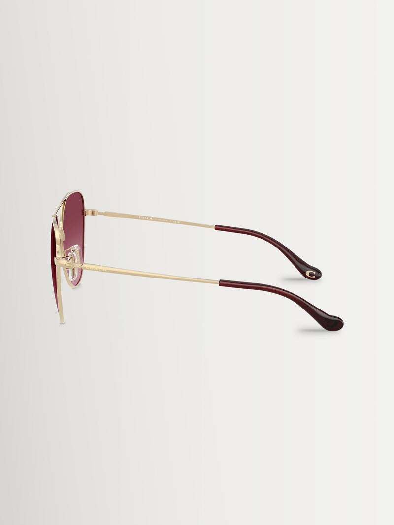 Coach pilot sunglasses gold frame merlot gradient lenses, imported from the UK