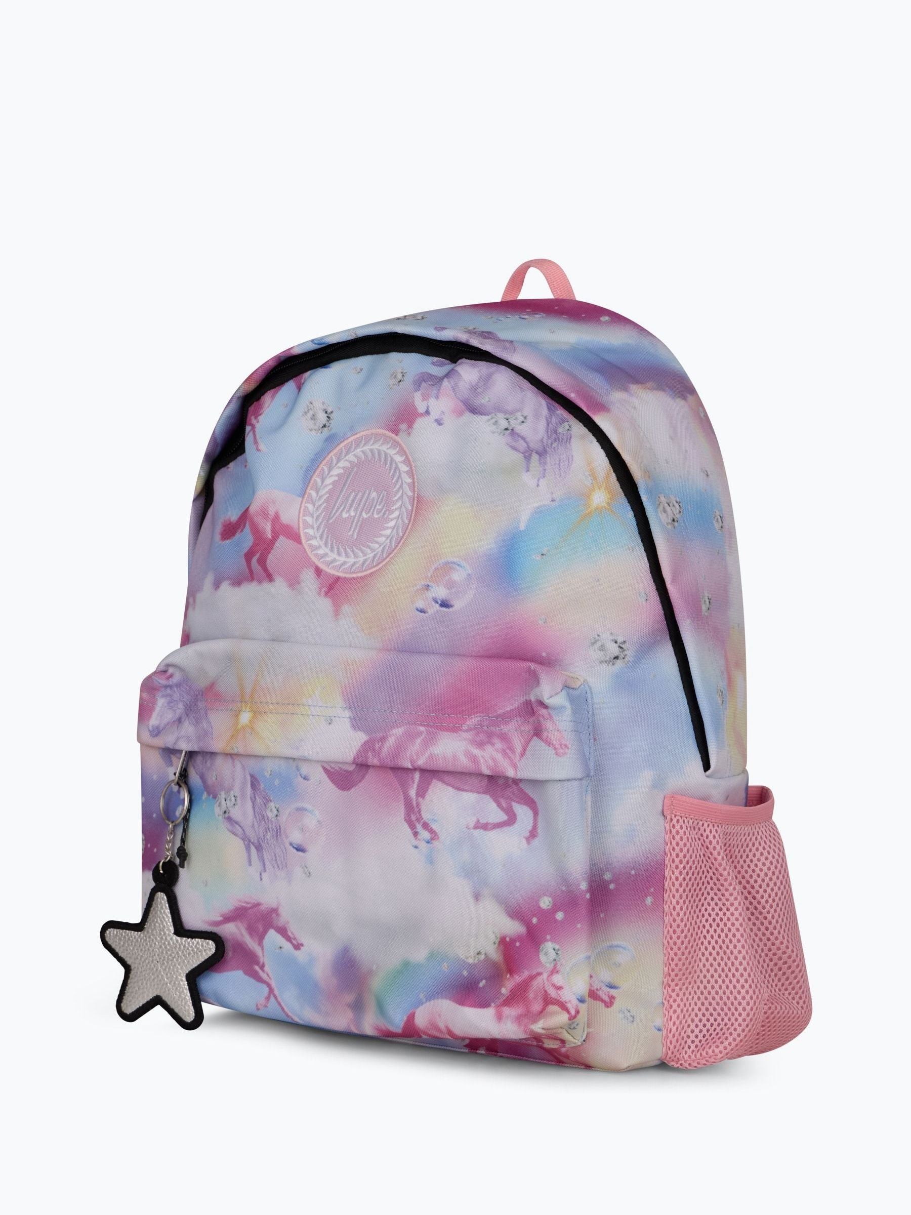 Hype pink imagination backpack with unicorn design - British product
