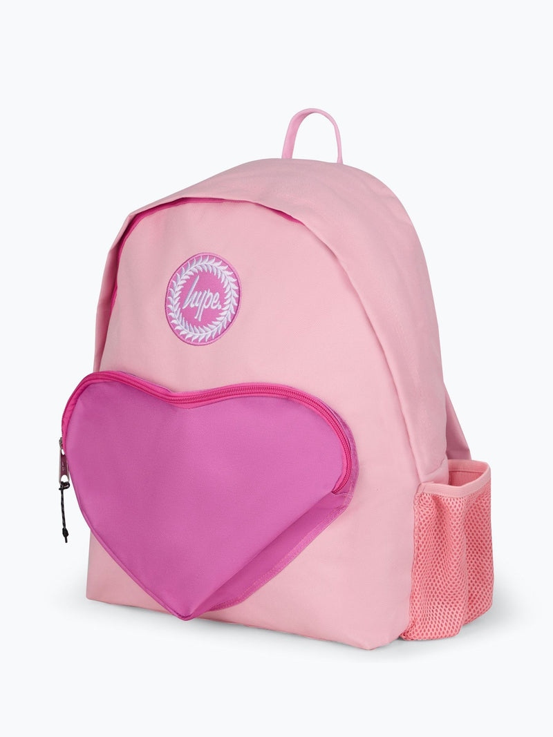 Hype pink pocket heart school backpack, UK version