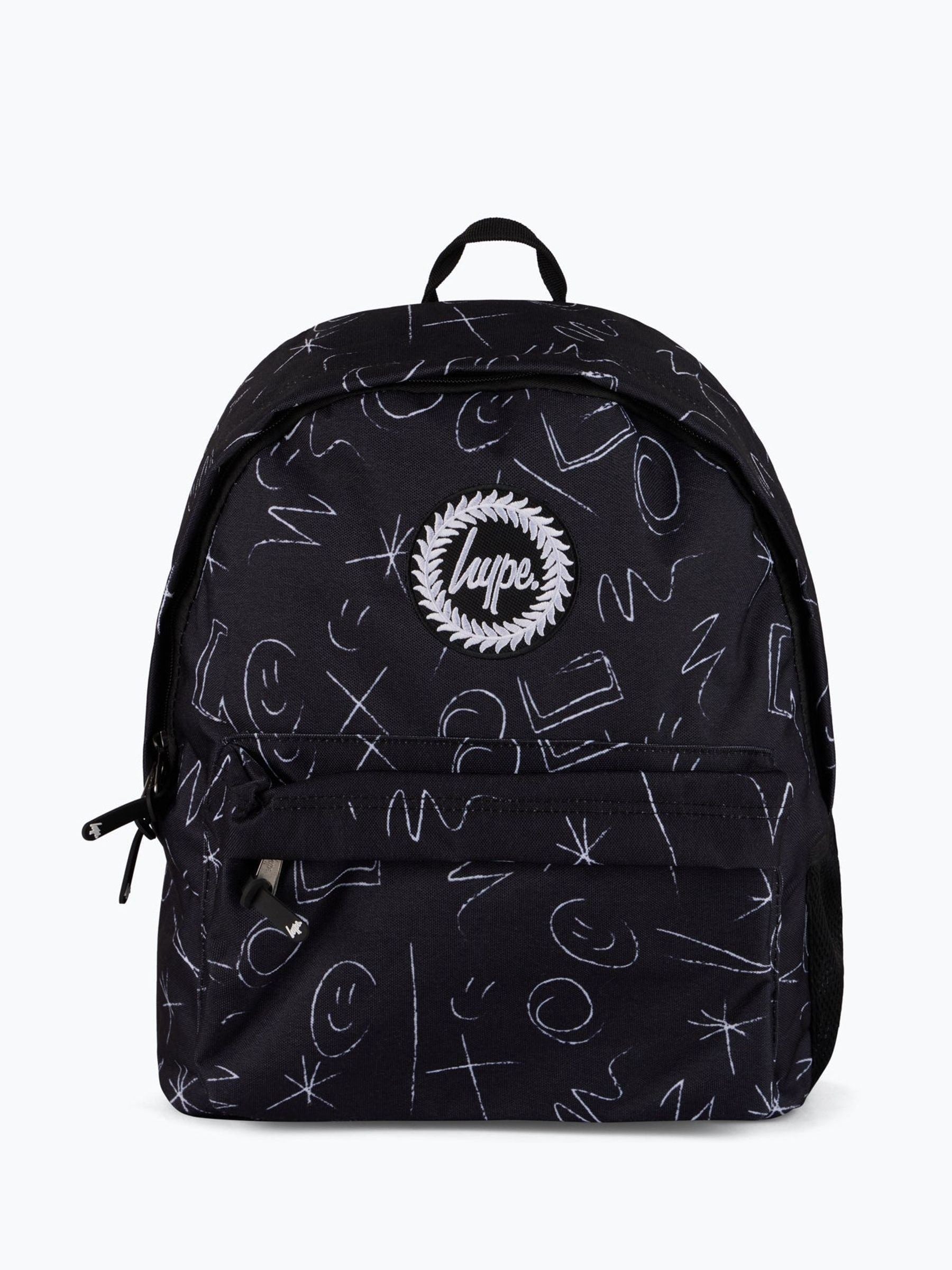 Hype black doodle backpack with crayon print, UK version