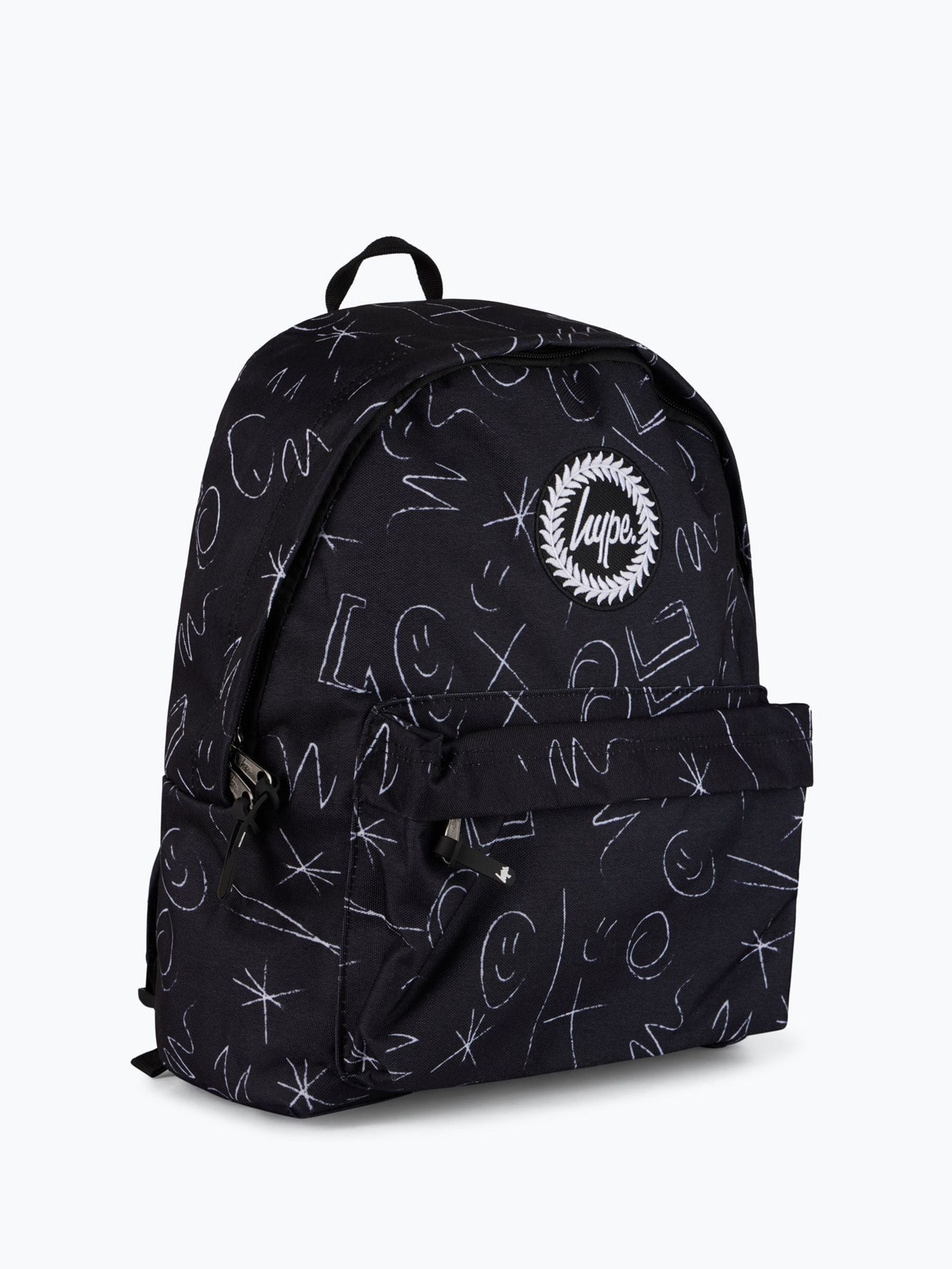 Hype black doodle backpack with crayon print, UK version
