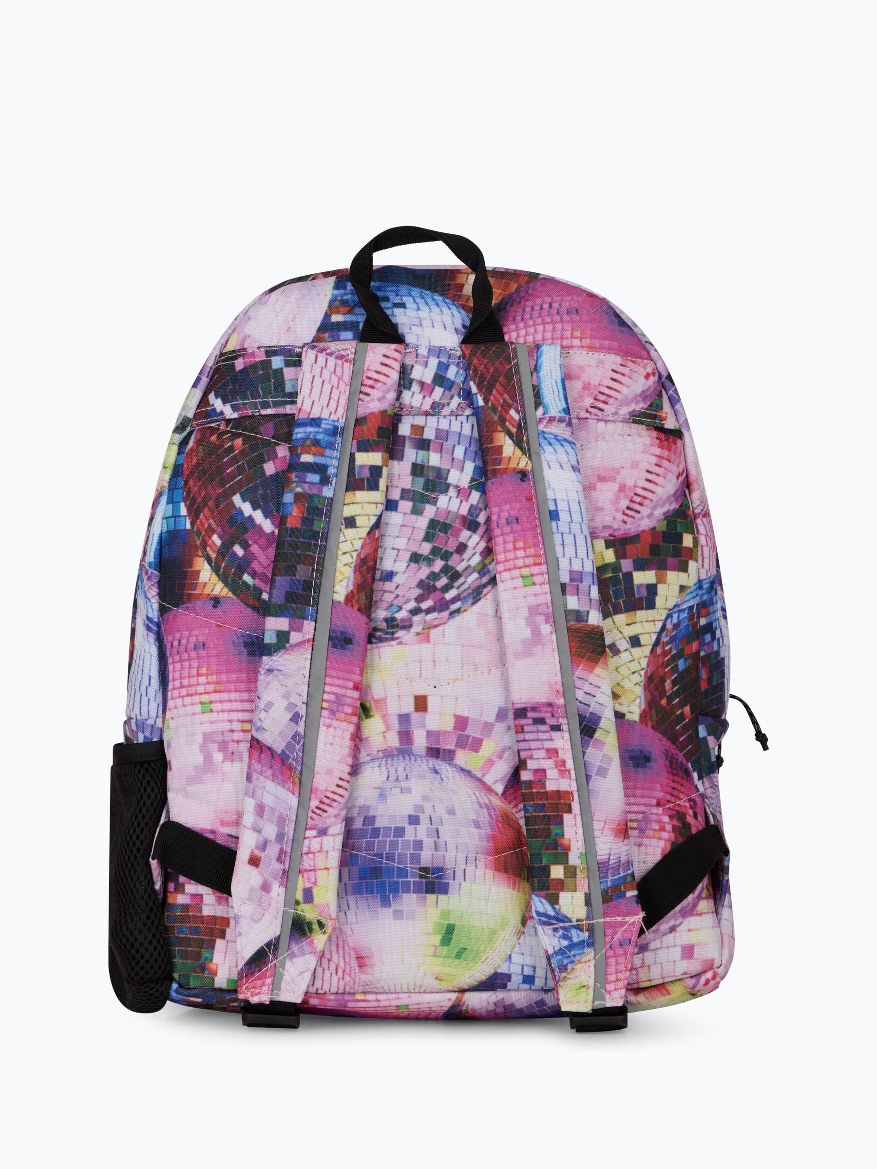 Hype pink disco backpack with bold graphics and keyring, imported from the UK