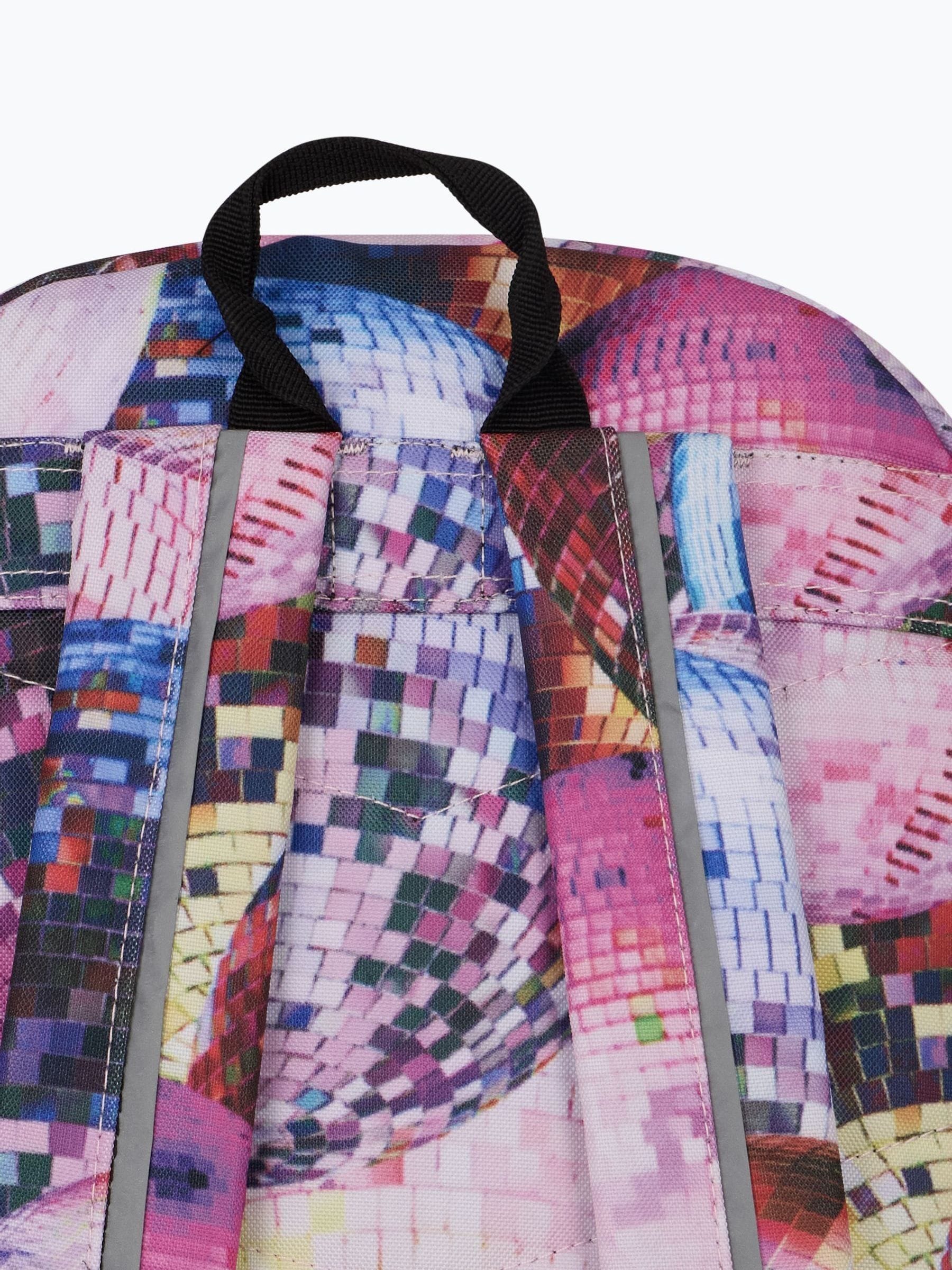 Hype pink disco backpack with bold graphics and keyring, imported from the UK