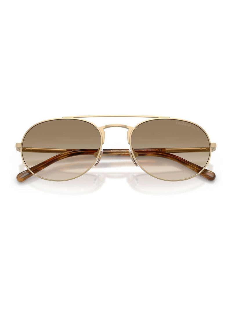 Emporio Armani pilot sunglasses with pale gold frame and gradient lenses, imported from the UK