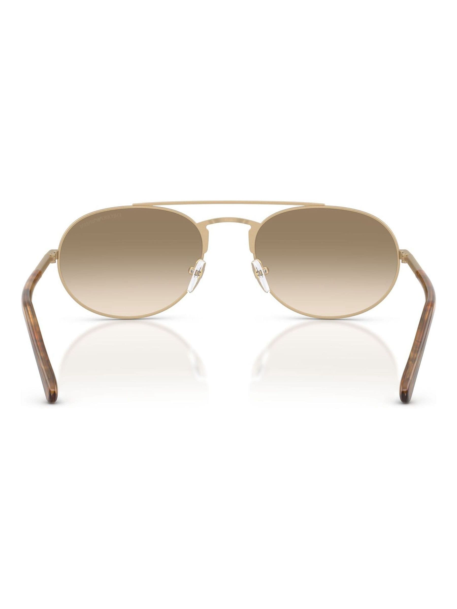 Emporio Armani pilot sunglasses with pale gold frame and gradient lenses, imported from the UK
