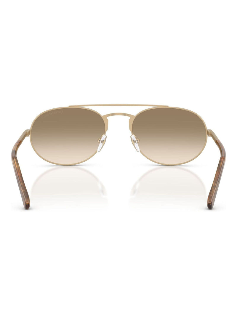 Emporio Armani pilot sunglasses with pale gold frame and gradient lenses, imported from the UK