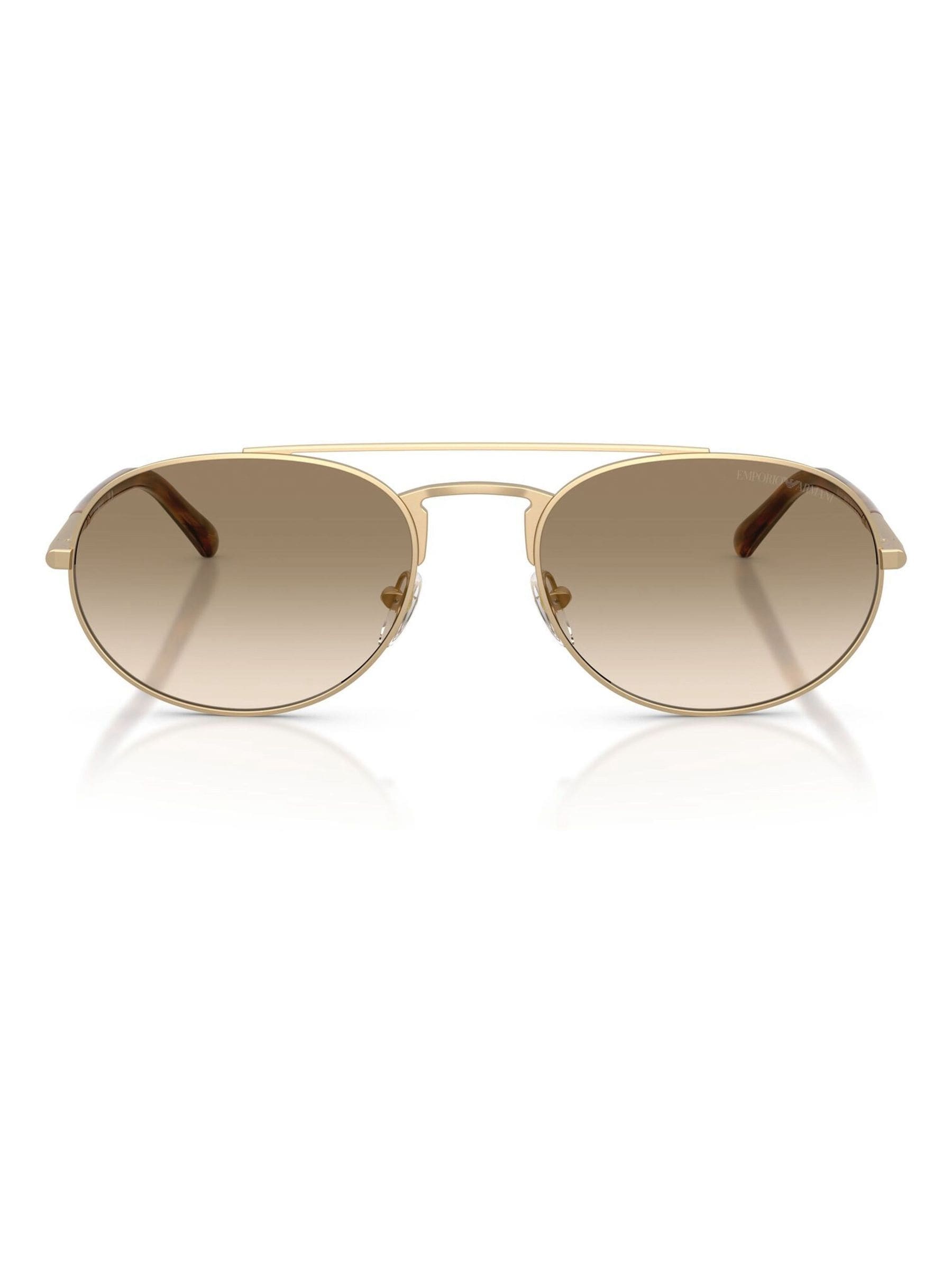 Emporio Armani pilot sunglasses with pale gold frame and gradient lenses, imported from the UK