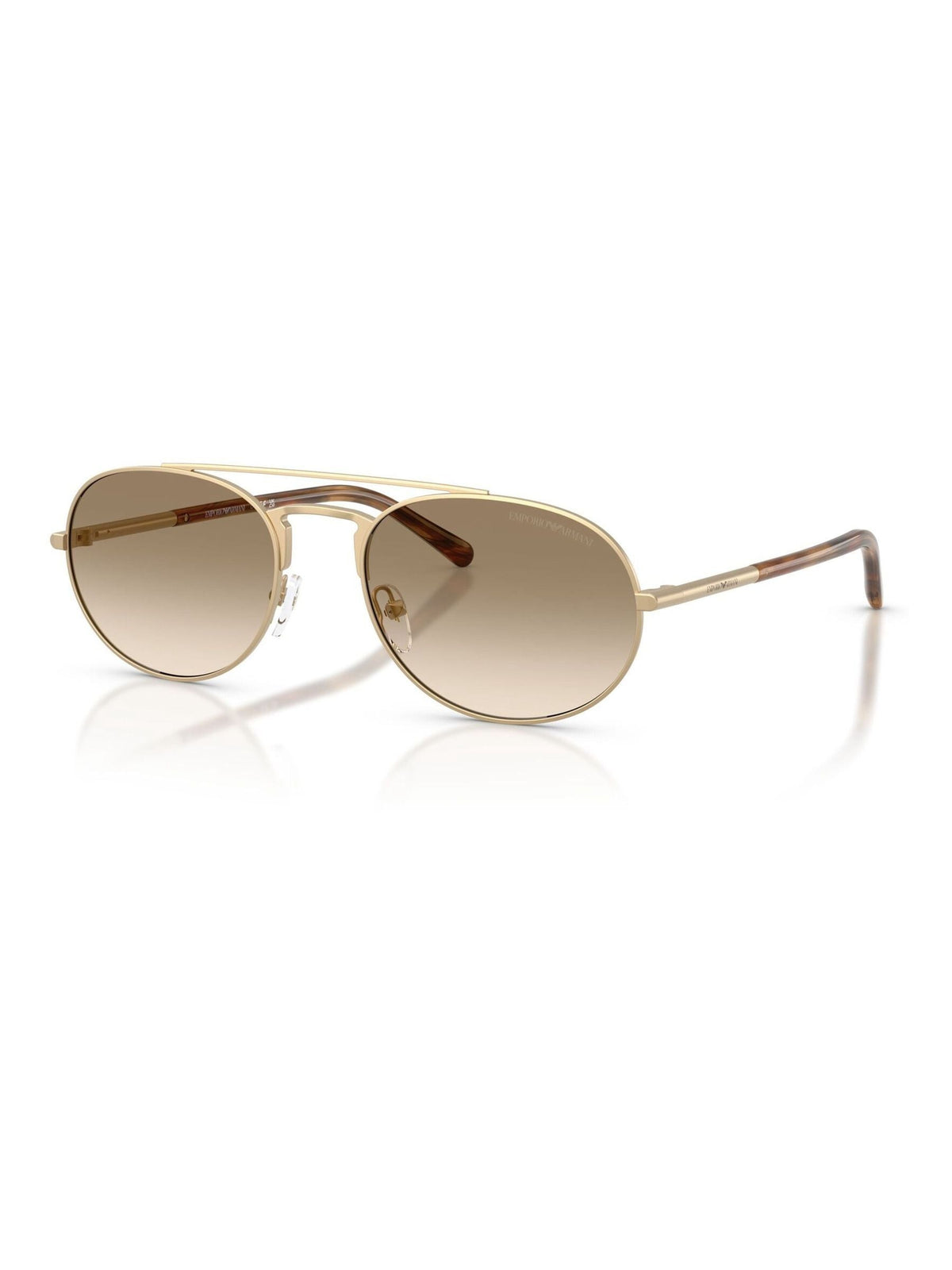 Emporio Armani pilot sunglasses with pale gold frame and gradient lenses, imported from the UK