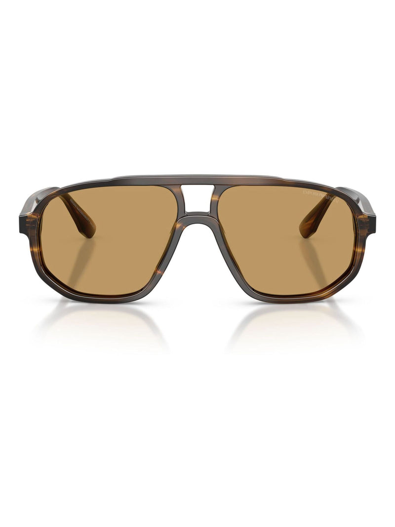 Emporio Armani pilot sunglasses with brown lenses and dark green frame (British brand)