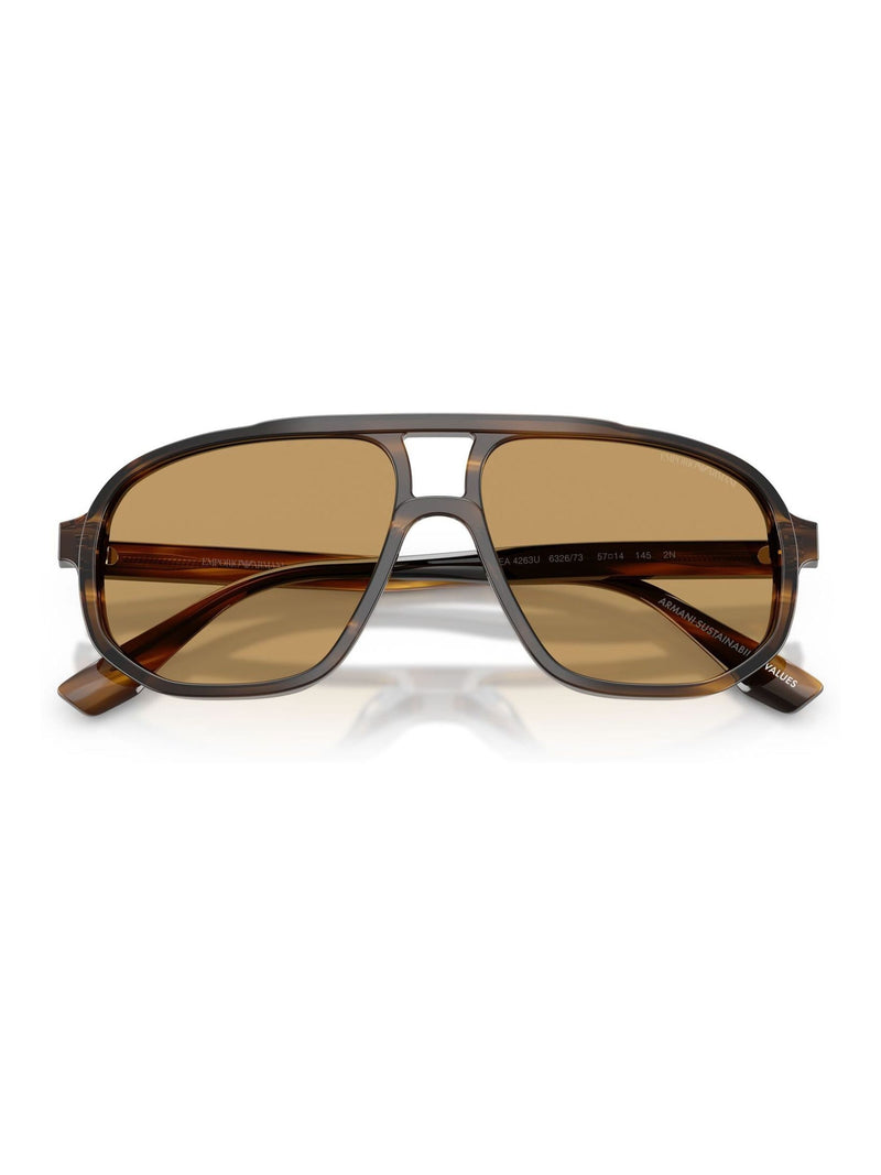 Emporio Armani pilot sunglasses with brown lenses and dark green frame (British brand)