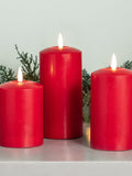 Lights4fun red TruGlow LED pillar candle trio (British brand)