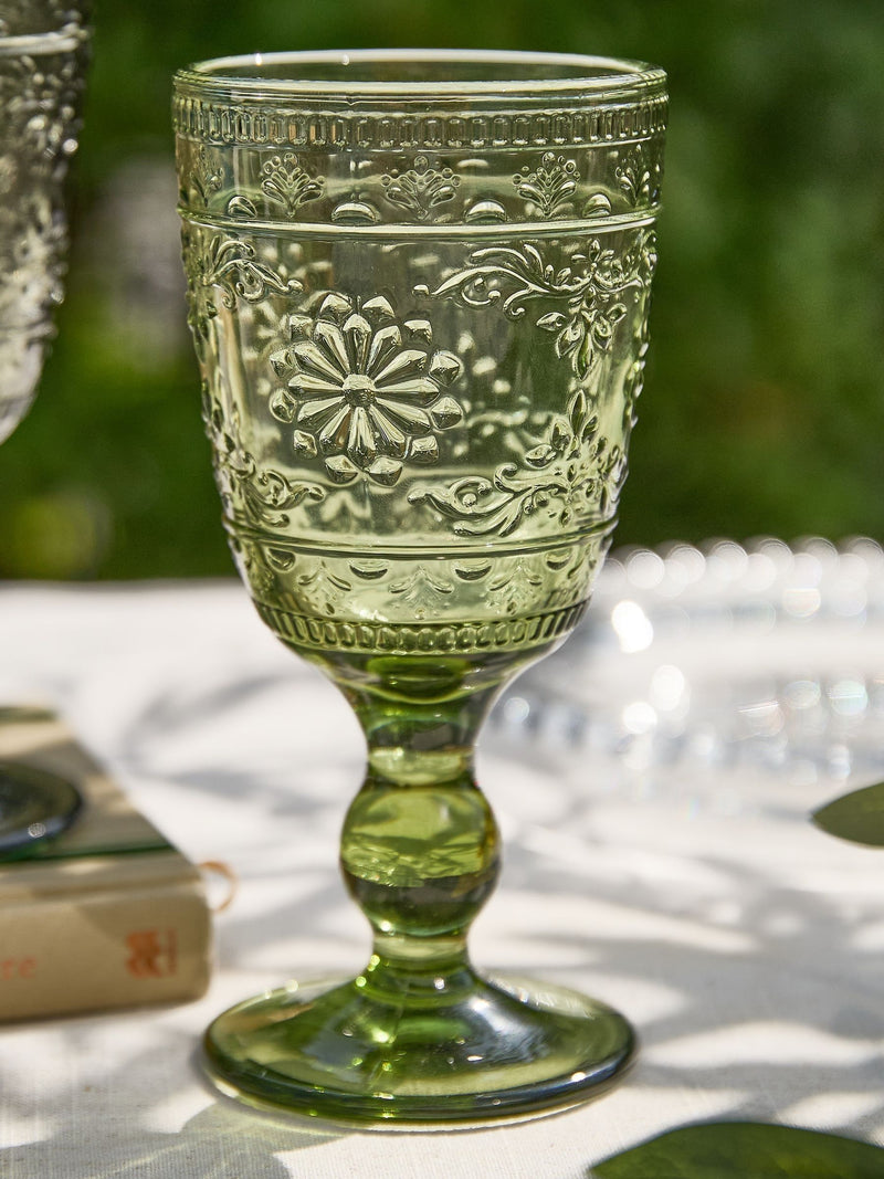 Dibor set of 4 embossed wine goblets, imported from the UK