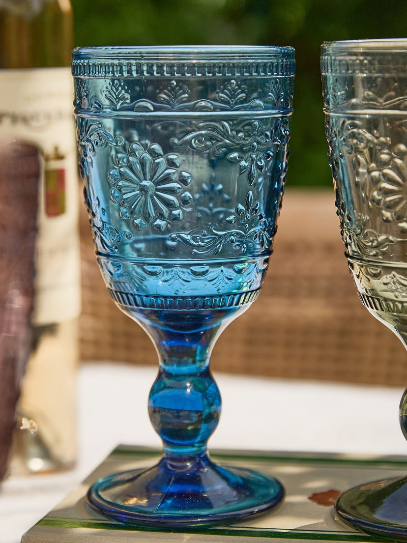 Dibor set of 4 embossed wine goblets, imported from the UK