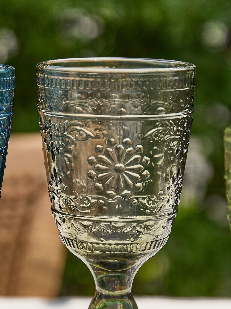 Dibor set of 4 embossed wine goblets, imported from the UK