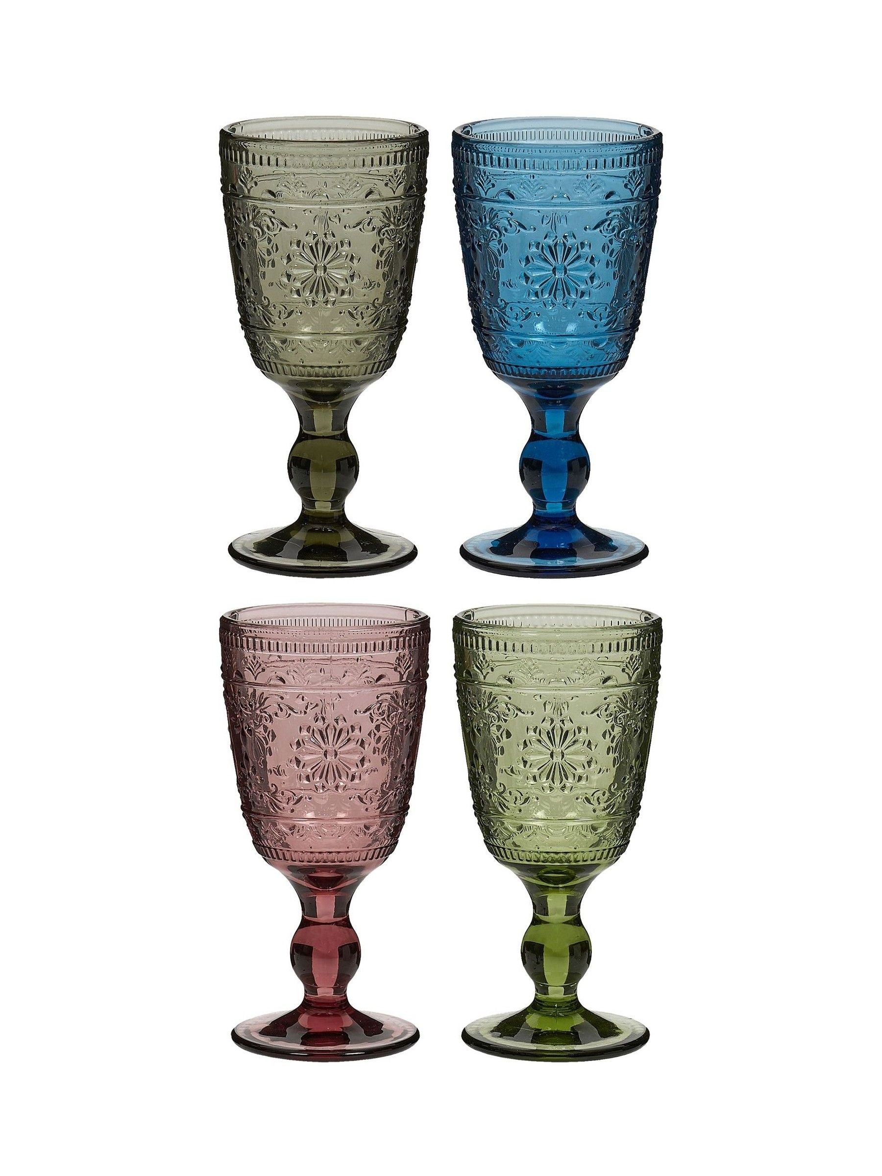 Dibor set of 4 embossed wine goblets, imported from the UK