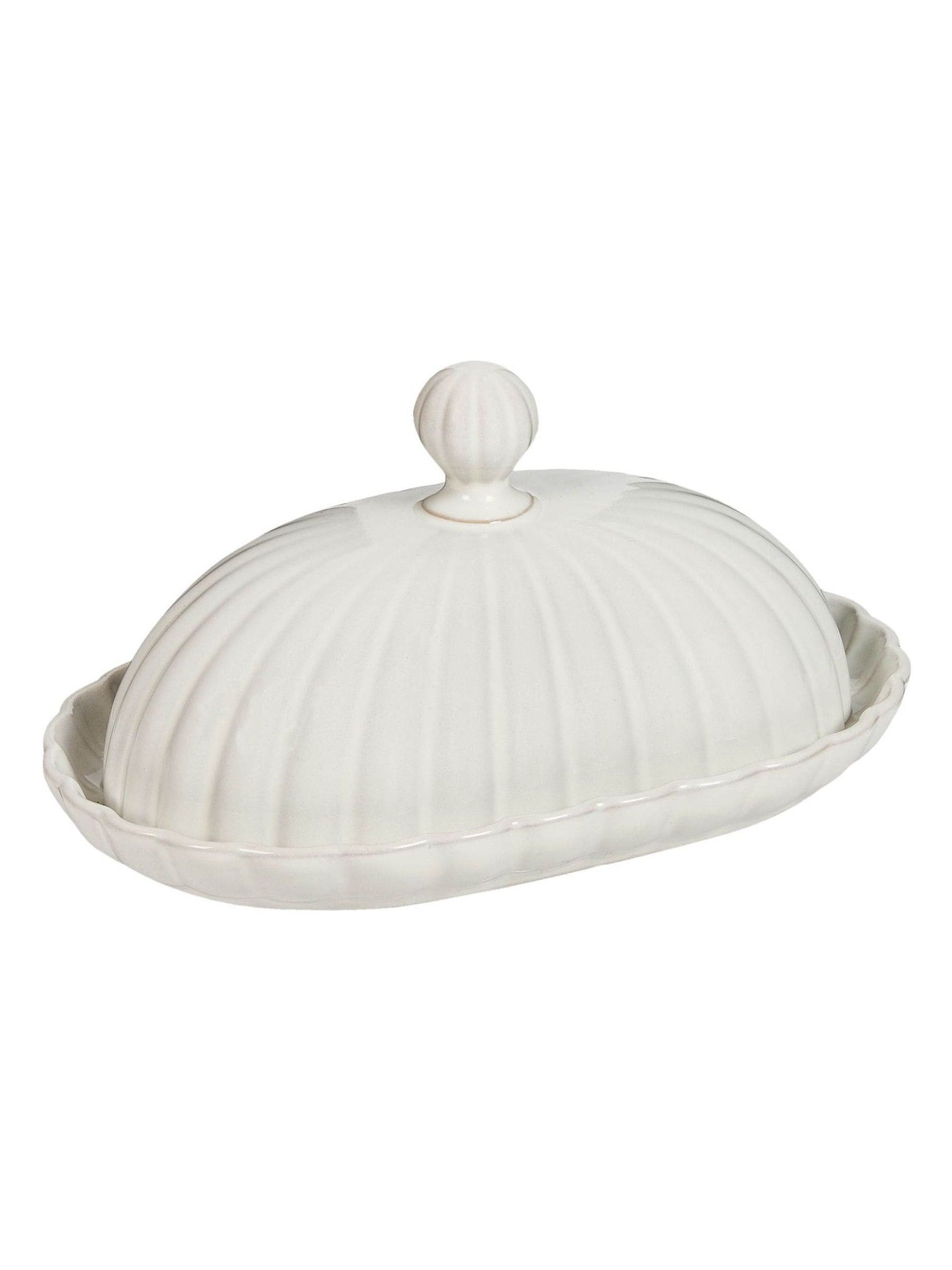 Dibor white scalloped butter dish ceramic, UK version