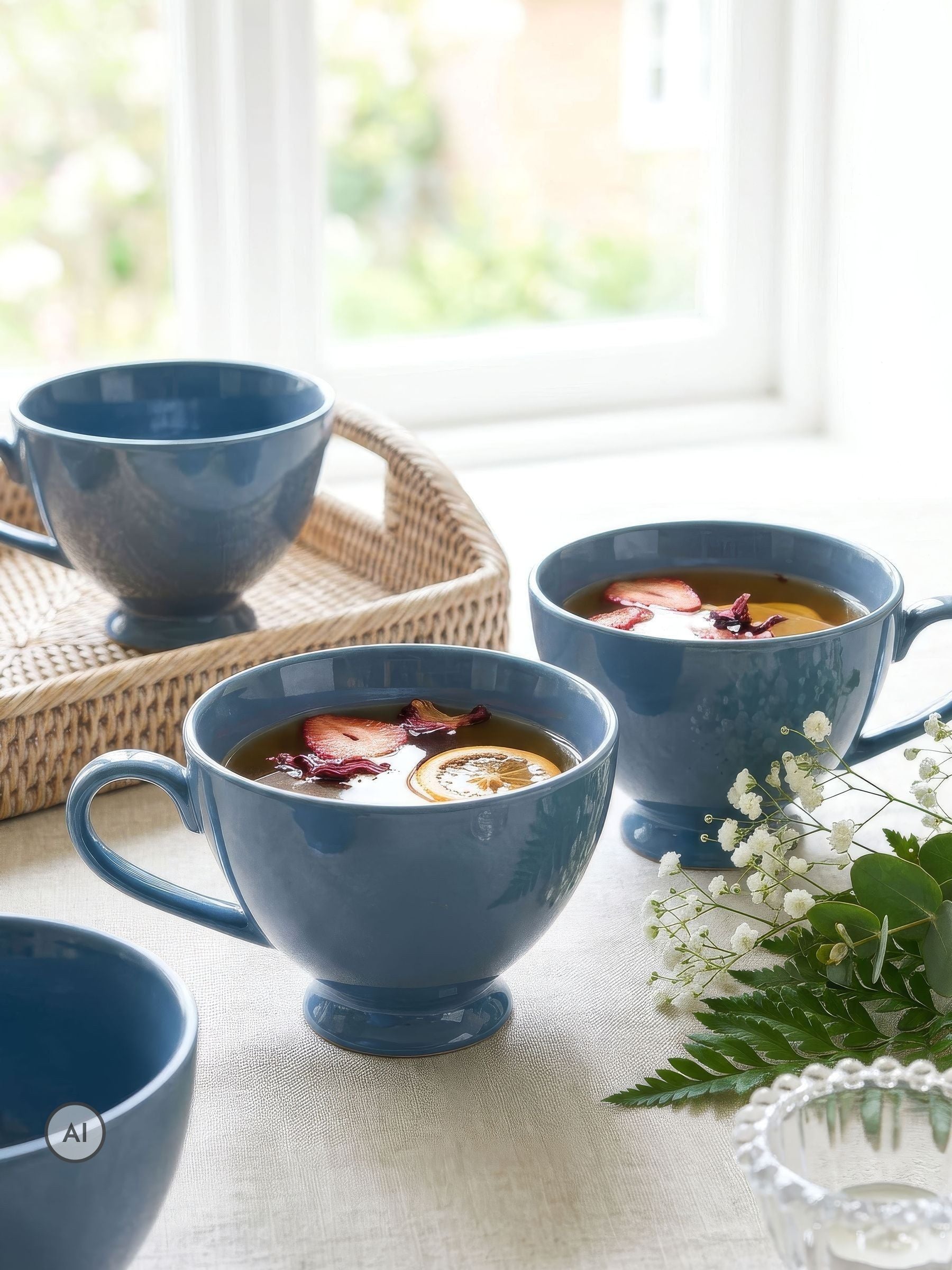 Dibor cream footed XL mugs set of 2, imported from the UK