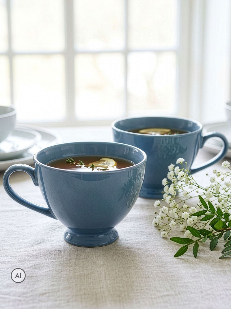 Dibor cream footed XL mugs set of 2, imported from the UK
