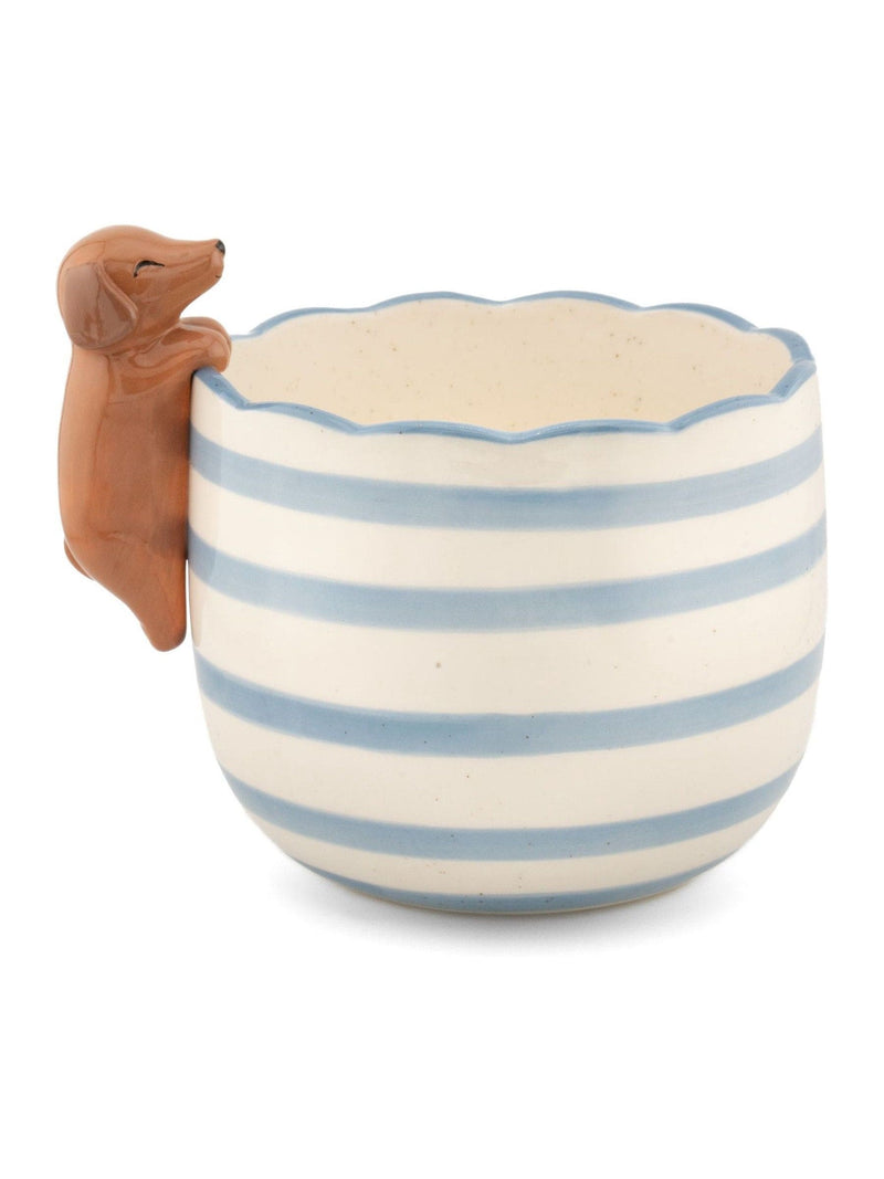 Sass & Belle blue peeking sausage dog planter small, UK version
