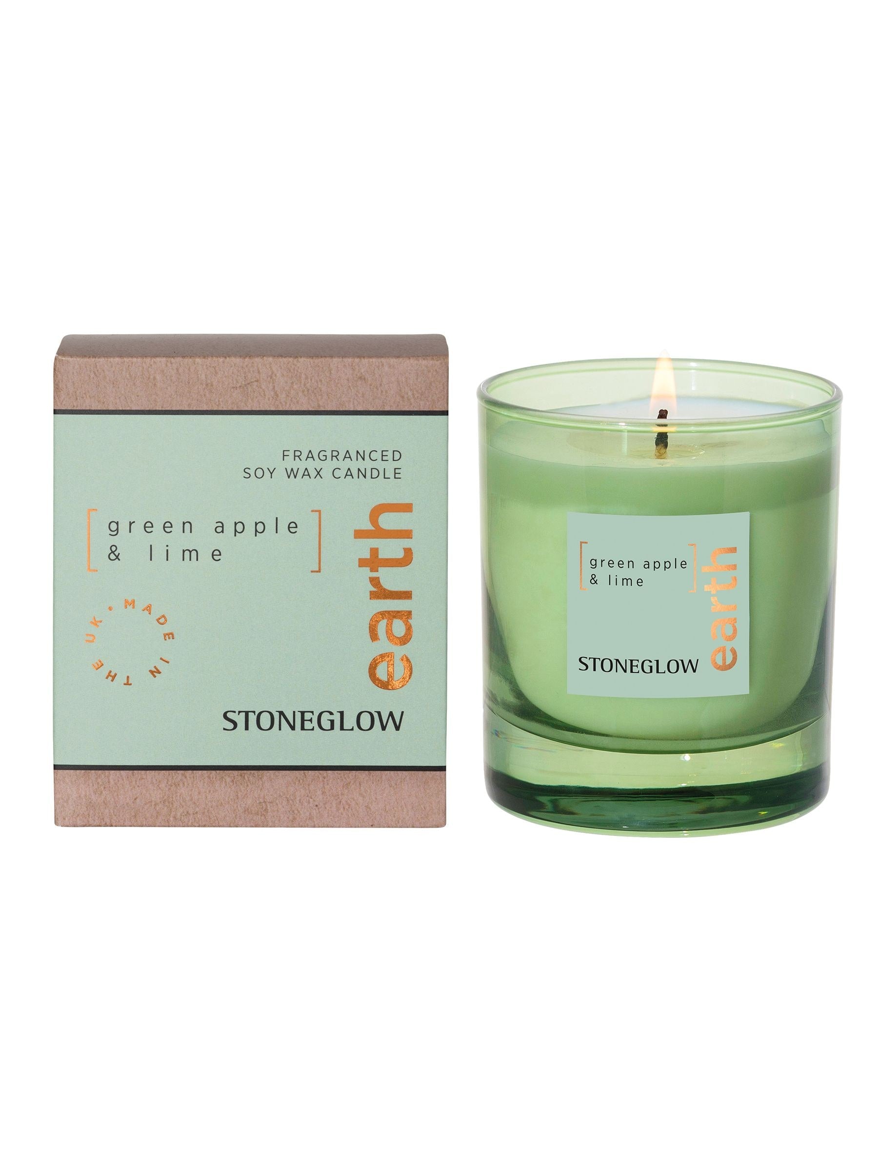 Stoneglow Green Apple and Lime soy wax candle 160g, UK version