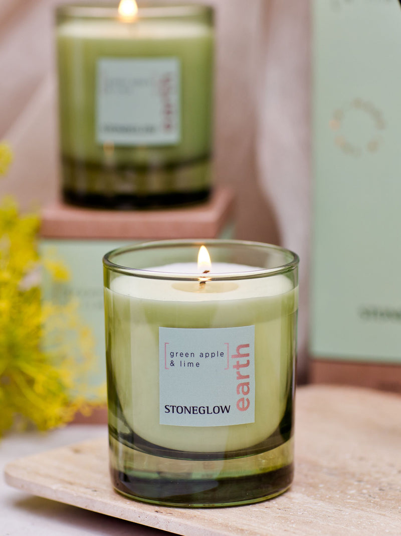 Stoneglow Green Apple and Lime soy wax candle 160g, UK version